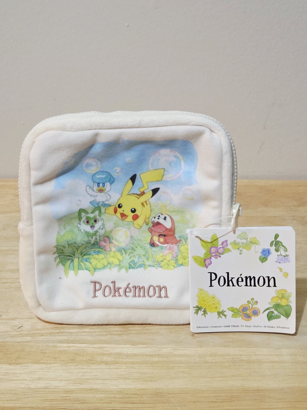 *3 for $30* Pokémon 6" Square Coin Purse Bag Zip Wallet Makeup Bag